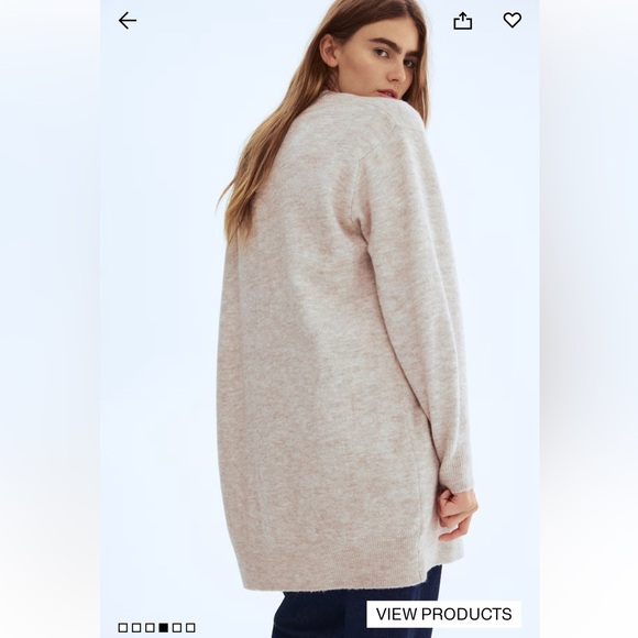 H&M Elegant Heather Tan Beige Open-Front Long Oversized Wool Cardigan Sz M - Picture 15 of 15